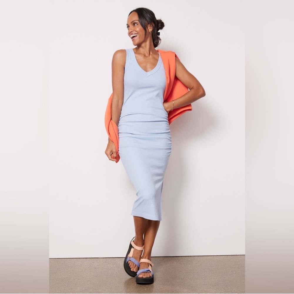 Michael Stars Lori Ribbed V-Neck Dress Size Medium